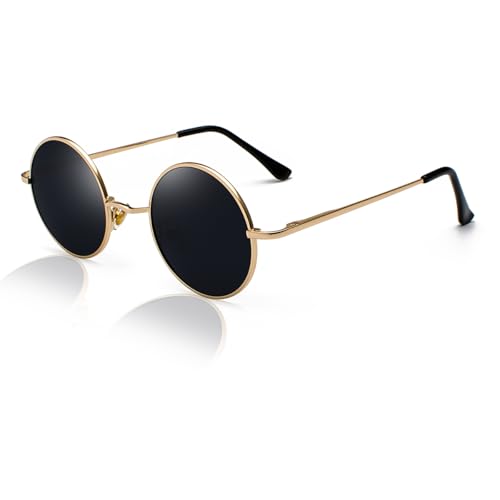 XITUADDA Polarisiert Retro Runde Sonnenbrille Herren Damen Mode Hippie Metallrahmen UV400 Schutz von XITUADDA