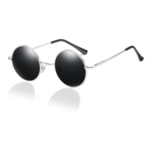 XITUADDA Polarisiert Retro Runde Sonnenbrille Herren Damen Mode Hippie Metallrahmen UV400 Schutz von XITUADDA