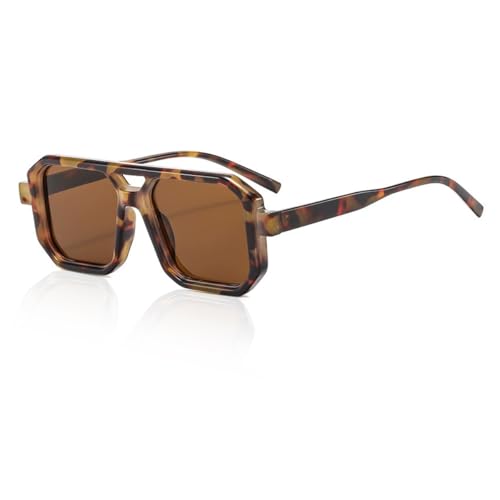 XITUADDA Retro Pilot Sonnenbrille für Damen Herren 70er Klassische Quadratische Rechteckige Sonnenbrille UV400 Schutz von XITUADDA