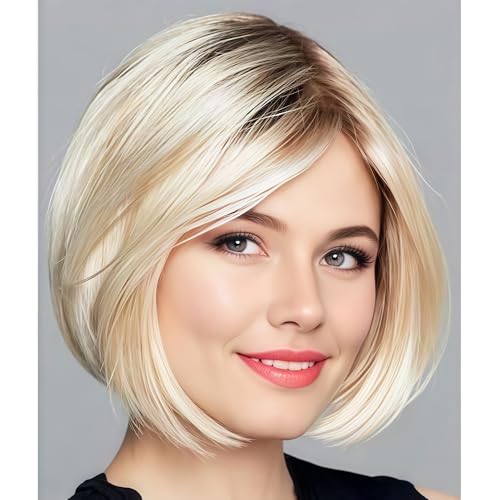 XIUFAXIRUSI XIUFAXIRUSI Bob-Perücke, Ombre Blond, für Damen, weiß, gerade, blond, kurz, synthetisch, natürlich aussehend, Halloween-Kostüm-Perücke XIUFAXIRUSI XIUFAXIRUSI Bob-Perücke, Ombre Blond, für Damen, weiß, gerade, blond, kurz, synthetisch, natürlich aussehend, Halloween-Kostüm-Perücke von XIUFAXIRUSI XIUFAXIRUSI