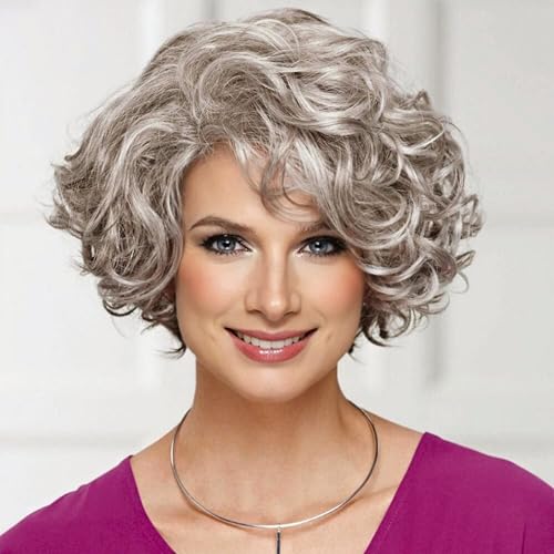 XIUFAXIRUSI XIUFAXIRUSI Graue lockige Bob-Perücke für Damen, kurz, gewellt, silberfarben, mit seitlichem Pony, Granny Old Lady, synthetische Perücke für den täglichen Gebrauch auf Partys XIUFAXIRUSI XIUFAXIRUSI Graue lockige Bob-Perücke für Damen, kurz, gewellt, silberfarben, mit seitlichem Pony, Granny Old Lady, synthetische Perücke für den täglichen Gebrauch auf Partys von XIUFAXIRUSI XIUFAXIRUSI