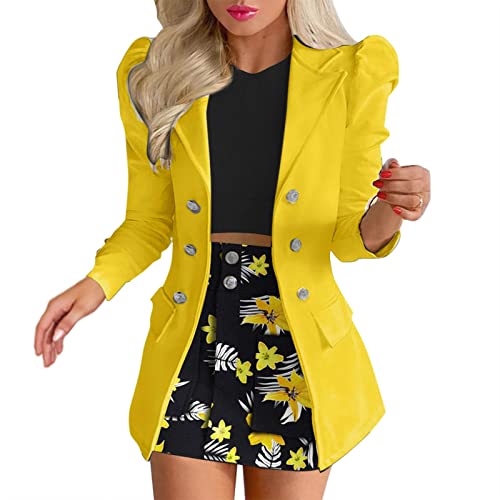 Formelles BüroAnzugSet aus Jacke Rock Damenmode Business 2-teiliger Anzug Rock Outfits Bauchfreie Oberteil+Rock Set Damen Anzugjacke Büro Modern Freizeitanzug von XIUH