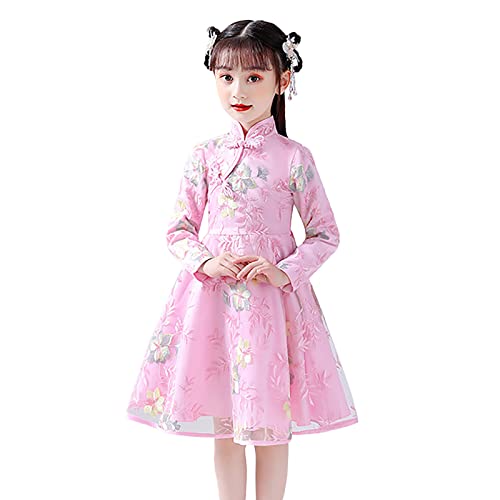 Kleinkind Kinder Baby Mädchen Kinder Fee Hanfu Kleider Für Chinesische Kalender Neujahr Prinzessin Kleider Stickerei Tang Anzug Leistung Kostüme Faschingskostüme Kinder Mädchen (Pink, 10-11 Years) von XIUH