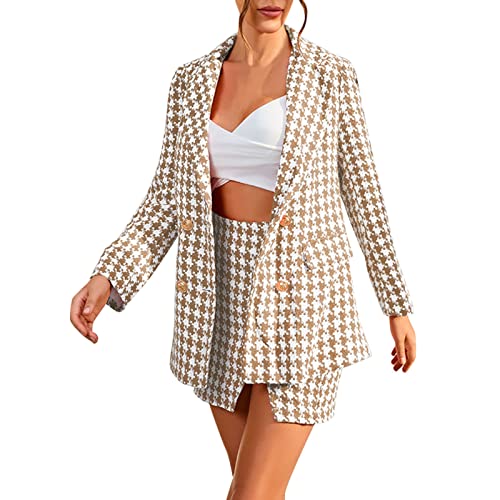 Puffärmel Blazer Anzugjacke Rock Set Anzug Zweiteiler Elegant Einfarbig Anzug Set Damen 2 Stück Business Rock Anzug Set Büro Rock & Blazer Kombinationen Damen von XIUH