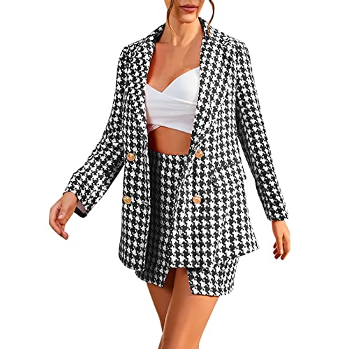 Puffärmel Blazer Anzugjacke Rock Set Anzug Zweiteiler Elegant Einfarbig Anzug Set Damen 2 Stück Business Rock Anzug Set Büro Rock & Blazer Kombinationen Damen von XIUH