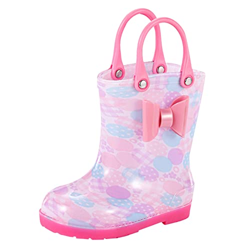 XIUH Kleinkind-Regenstiefel Baby-Regenstiefel Kurze Regenstiefel für Kleinkinder Leicht anzuziehen Kinder Stiefeletten Gummistiefel Kinder Gefüttert (Hot Pink, 24 Toddler) von XIUH