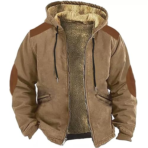 XIUH Warme Daunenjacke Herren Winter Jacke Warmer Wollmantel kurzer Baumwolle Winter Warm Stehkragen Outdoorjacke Outdoor Winterjacke Pufferjacke Softshelljacke Kapuzenjacke Herren von XIUH