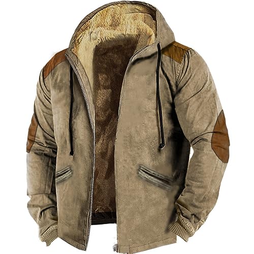 XIUH Warme Daunenjacke Herren Winter Jacke Warmer Wollmantel kurzer Baumwolle Winter Warm Stehkragen Outdoorjacke Outdoor Winterjacke Pufferjacke Softshelljacke Kapuzenjacke Herren von XIUH