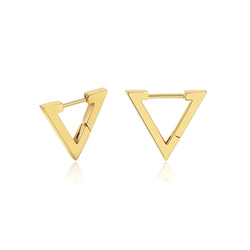 XIUQILAI Silber/Gold Huggie Creolen für Frauen, kleine klobige Kreolen, hypoallergen, trendig, quadratisch/dreieckig, minimalistisch, dick, 14 Karat vergoldet, Schmuckgeschenk, Edelstahl, Kein XIUQILAI Silber/Gold Huggie Creolen für Frauen, kleine klobige Kreolen, hypoallergen, trendig, quadratisch/dreieckig, minimalistisch, dick, 14 Karat vergoldet, Schmuckgeschenk, Edelstahl, Kein von XIUQILAI