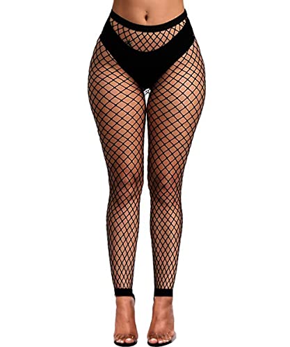 Xiusemy Damen Fischnetz Strumpfhosen Sexy Strümpfe Schwarz Streifen Strumpfhosen Leggings（QW,Schwarz,One Size） von Xiusemy