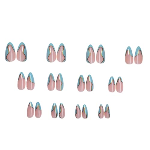 XIUXIYIXIA French Tip Press on Nails Acryl Künstliche Nägel Mandel Künstliche Nägel Glänzend Stick On Nails für Frauen 24 Stück von XIUXIYIXIA