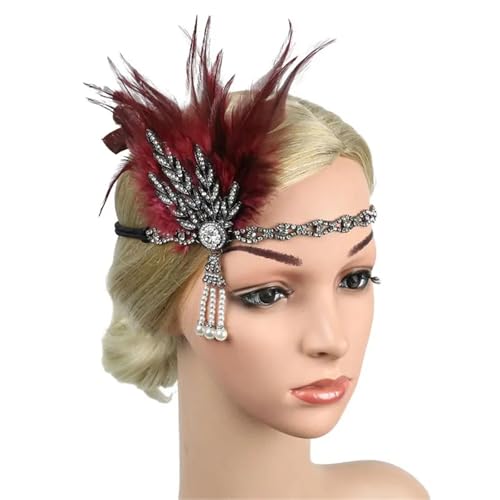 Feder Stirnband Strass Perle Metall Party Braut Kopfschmuck Zubehör Dekor(Color4) von XIUsheUA