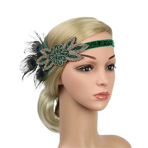 Frauen Maskerade Leistung Kopfbedeckung Haarband Kopfschmuck Feder Stirnband Vintage Party Strass Haarschmuck(Style 10) von XIUsheUA