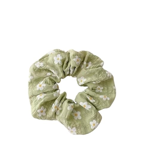 Haarband Damen 10 Stück bunte Blumen Stoff elastische Haarbänder for Frauen Haargummis einfache florale Scrunchies Seil(Green) von XIUsheUA