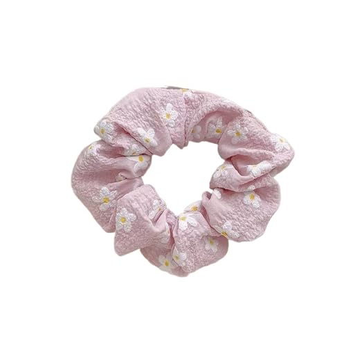 Haarband Damen 10 Stück bunte Blumen Stoff elastische Haarbänder for Frauen Haargummis einfache florale Scrunchies Seil(Pink) von XIUsheUA