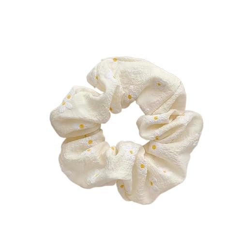 Haarband Damen 10 Stück bunte Blumen Stoff elastische Haarbänder for Frauen Haargummis einfache florale Scrunchies Seil(White) von XIUsheUA