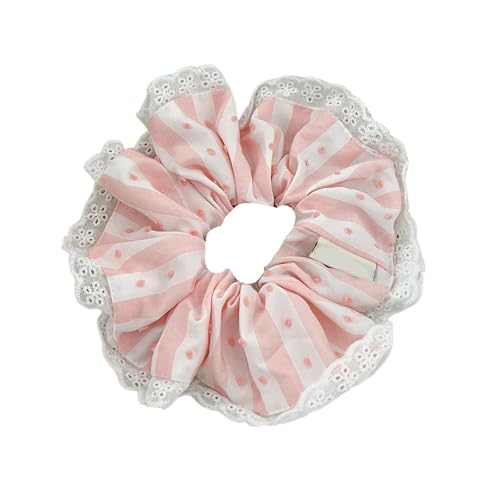 Haarband Damen 10 Stück süße Spitzenbesatz Stoff Scrunchies Haargummis elastisches Haarseil(Number 03) von XIUsheUA