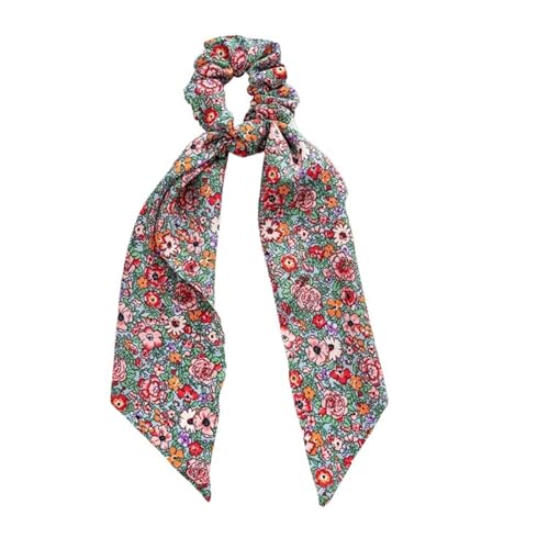 Haarband Damen 5 Stück Blumendruck Scrunchies Chiffon Schleife elastische Haarbänder Damen Haargummis Gummibänder(Color3) von XIUsheUA