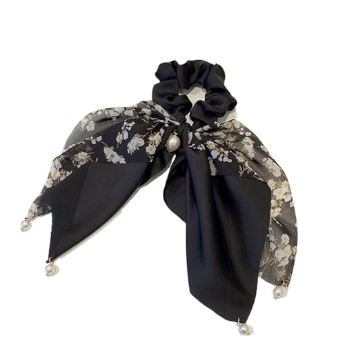 Haarband Damen 5 Stück Damen Schleife Haarseil Chiffon Blumendruck Süßes elastisches Haarband Pferdeschwanzhalter Gummi for Haargummis Haarschmuck(Color2) von XIUsheUA