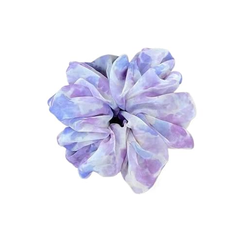 Haarband Damen 5 Stück Farbverlaufsfarben for Damen, mit Blumenmuster, Netzstoff, elastische Haargummis, Haarschmuck for Mädchen, Haarseil, Haarbänder(PURPLE) von XIUsheUA