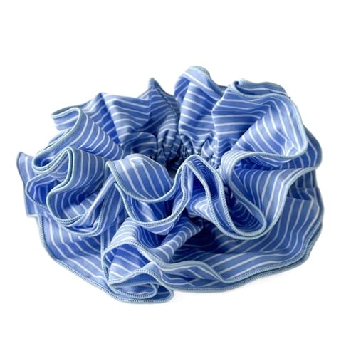 Haarband Damen 5 Stück gestreifte blaue übergroße mehrschichtige Scrunchie-Kopfbedeckung Pferdeschwanz-Haargummis Damen-Haar-Accessoires(Style2) von XIUsheUA