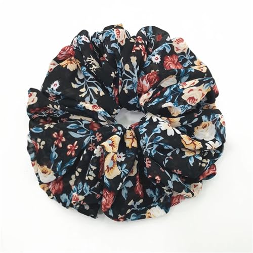 Haarband Damen 5 Stück großes Haarband, elastisches Chiffon-Haargummi, Blumendruck, Bündel-Haargummi, übergroßes Band(Color21) von XIUsheUA