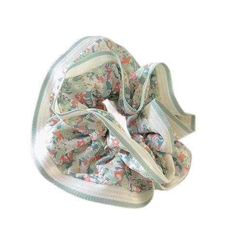 Haarband Damen 5 Stücke Frau Temperament Blumen Scrunchie Frauen Mädchen Elastischer Druck Pferdeschwanz Haarring(Green) von XIUsheUA