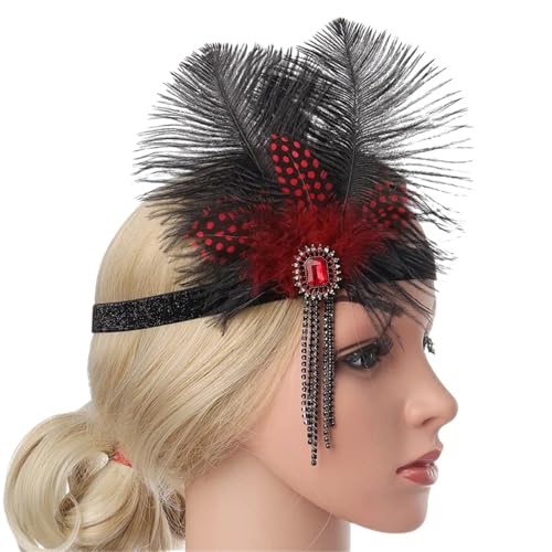 Schwarzes Feder-Stirnband, Kopfbedeckung, Damen-Kopfbedeckung, Party-Haar-Accessoires(Color2) von XIUsheUA