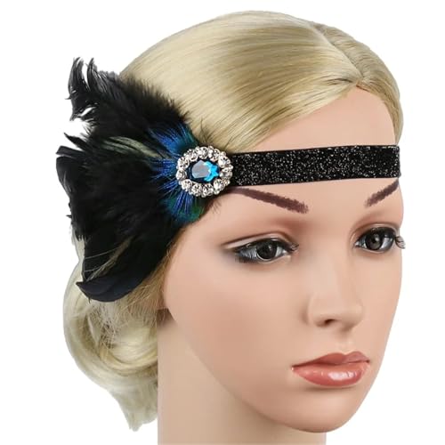 Schwarzes Feder-Stirnband, Kopfbedeckung, Damen-Kopfbedeckung, Party-Haar-Accessoires(Color3) von XIUsheUA