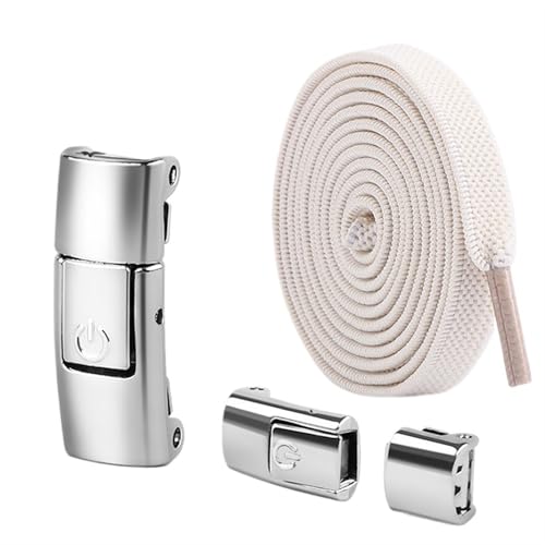 XIUsheUA 8 mm Schnürsenkel Press Lock ohne Bänder elastische Sneaker Kinder Erwachsene verbreiterte flache for Schuhe für Trainer, Freizeitschuhe(Beige) von XIUsheUA