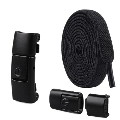XIUsheUA 8 mm Schnürsenkel Press Lock ohne Bänder elastische Sneaker Kinder Erwachsene verbreiterte flache for Schuhe für Trainer, Freizeitschuhe(Black) von XIUsheUA