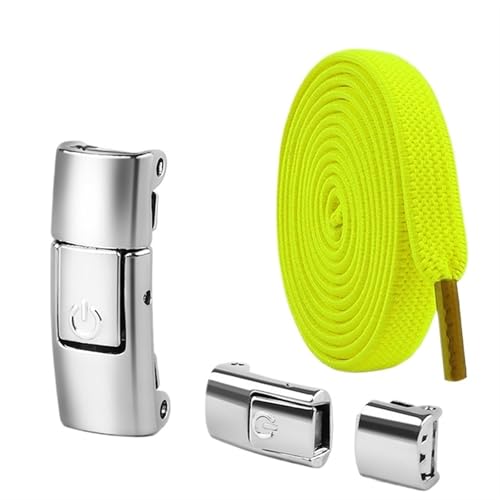 XIUsheUA 8 mm Schnürsenkel Press Lock ohne Bänder elastische Sneaker Kinder Erwachsene verbreiterte flache for Schuhe für Trainer, Freizeitschuhe(Green) von XIUsheUA