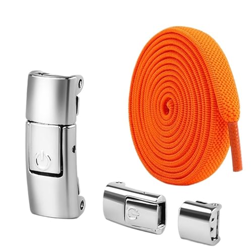 XIUsheUA 8 mm Schnürsenkel Press Lock ohne Bänder elastische Sneaker Kinder Erwachsene verbreiterte flache for Schuhe für Trainer, Freizeitschuhe(Orange) von XIUsheUA