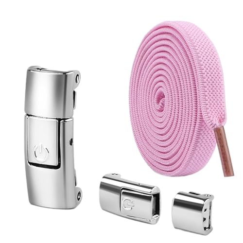 XIUsheUA 8 mm Schnürsenkel Press Lock ohne Bänder elastische Sneaker Kinder Erwachsene verbreiterte flache for Schuhe für Trainer, Freizeitschuhe(Pink) von XIUsheUA