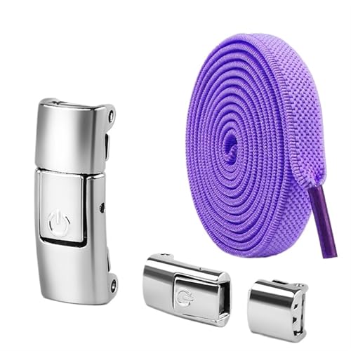 XIUsheUA 8 mm Schnürsenkel Press Lock ohne Bänder elastische Sneaker Kinder Erwachsene verbreiterte flache for Schuhe für Trainer, Freizeitschuhe(Purple) von XIUsheUA