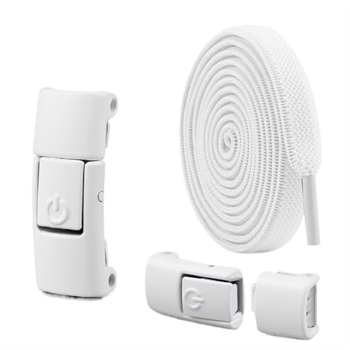 XIUsheUA 8 mm Schnürsenkel Press Lock ohne Bänder elastische Sneaker Kinder Erwachsene verbreiterte flache for Schuhe für Trainer, Freizeitschuhe(White) von XIUsheUA