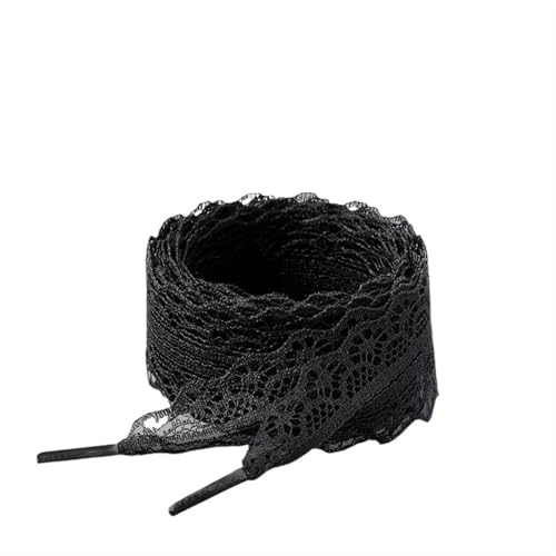 XIUsheUA Ausgefallene flache Schnürsenkel aus Spitze for Sneakers, for Damen, Freizeitschuhe, Accessoires für Trainer, Freizeitschuhe(Black,120cm) von XIUsheUA