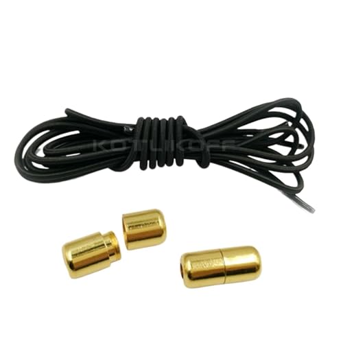 XIUsheUA Elastische Schnürsenkel, keine Bindung, flache for Kinder und Erwachsene, Turnschuhe for, Lazy Metal Lock-Schnürsenkel für Trainer, Freizeitschuhe(Black and Gold) von XIUsheUA