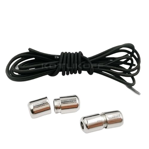 XIUsheUA Elastische Schnürsenkel, keine Bindung, flache for Kinder und Erwachsene, Turnschuhe for, Lazy Metal Lock-Schnürsenkel für Trainer, Freizeitschuhe(Black and Silver) von XIUsheUA