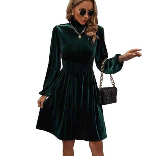 XIVISTO Damen Partykleid Vintage Cocktailkleid Lange Ärmel Elegant Hohe Taille Abendkleid Hochzeit Festlich Kleider für Herbst Winter von XIVISTO