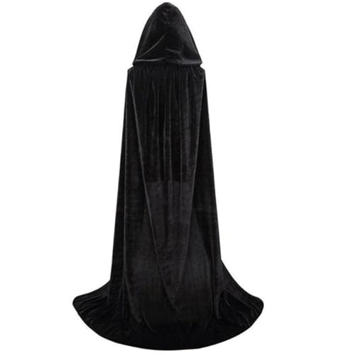 XIVISTO Halloween Umhang mit Kapuze Samt Karneval Cosplay Lange Schwarz Cape Weihnachten Kostüm Erwachsene Herren Damen von XIVISTO