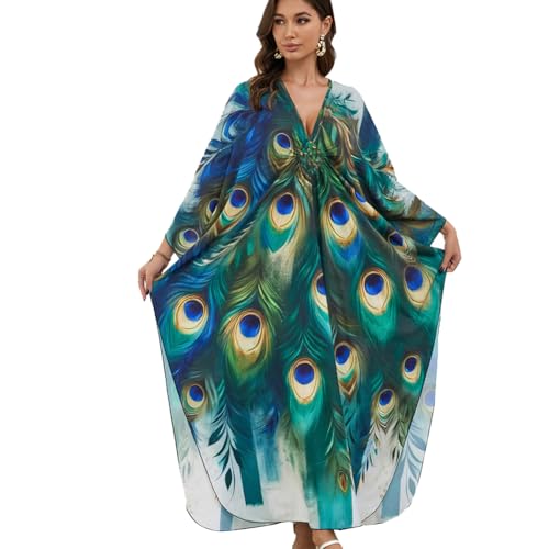 XIVISTO Lange Kaftan Damen Strandkleider Sommer Bikini Cover Up Lose Bohemian Maxikleid Loungewear für Urlaub und Strand von XIVISTO