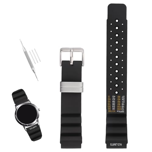 XIW Armband Compatible for 20mm Citizen Hyper Aqualand Duplex Promaster Men's Dive Uhrenarmband (Black Band Silver Buckle) von XIW