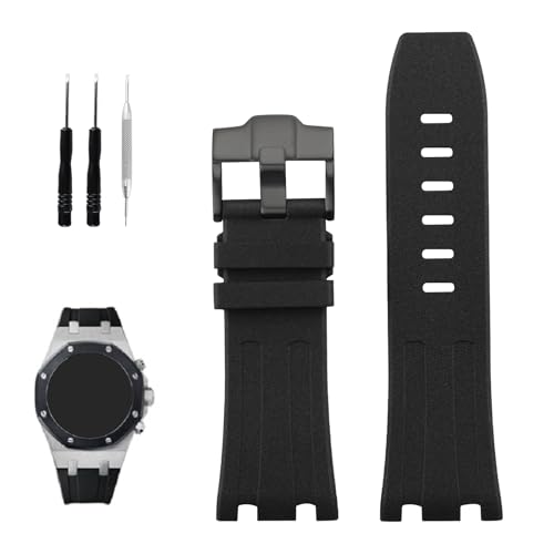 XIW Armband Compatible for 28mm Audemars Piguet AP Royal Oak Offshore Watch (Black Buckle) von XIW