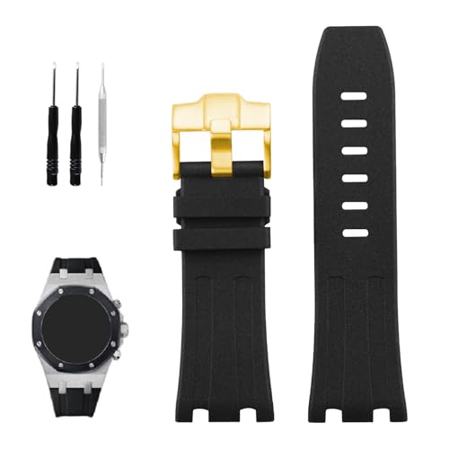 XIW Armband Compatible for 28mm Audemars Piguet AP Royal Oak Offshore Watch (Golden Buckle) von XIW