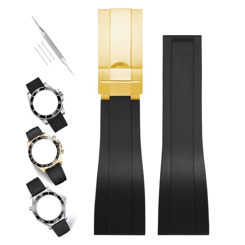 XIW Armband Compatible for Rolex Submariner Ghost Daytona (Black Band Golden Buckle) von XIW