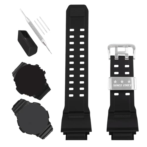 XIW Ersatz-Uhrenarmband aus Kunstharz, kompatibel mit 10455201 Casio G-Shock GW9400 GW-9400-1 GW-9400BJ-1 GW-9400J-1 RANGEMAN GW-9200 GW-9300 G-9400 Schwarz von XIW