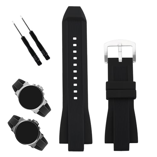 XIW Kompatibel mit 13 mm × 29 mm Michael Kors MK8152 MK8295 MK8356 MK8380 MK9020 Gummi-Uhrenarmband, Ersatz für Herren, Silikon-Armband, schwarze silberne Schnalle XIW Kompatibel mit 13 mm × 29 mm Michael Kors MK8152 MK8295 MK8356 MK8380 MK9020 Gummi-Uhrenarmband, Ersatz für Herren, Silikon-Armband, schwarze silberne Schnalle von XIW