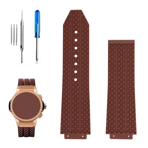 XIW Kompatibel mit 19 mm × 25 mm × 22 mm Hublot Big Bang Gummi-Uhrenarmband, Ersatz für Herren, Silikon-Armband für Damen, Braun XIW Kompatibel mit 19 mm × 25 mm × 22 mm Hublot Big Bang Gummi-Uhrenarmband, Ersatz für Herren, Silikon-Armband für Damen, Braun von XIW