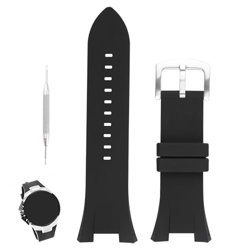XIW Kompatibel mit 32 mm × 14 mm Armani Exchange AX1040 AX1041 AX1042 Gummi-Uhrenarmband, Ersatz für Herren, Silikon-Armband für Damen, Schwarz von XIW